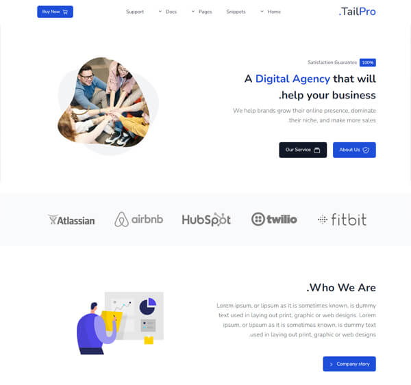 Tailwind template RTL agency